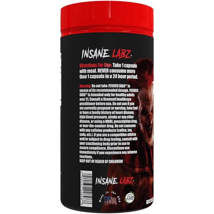 Insane labz إنساين لابز سايكوتيك ديابلو حارق الدهون الحراري للرجال والنساء مع حبوب الجنة، ثيوبرومين، مستخلص جذر الهندباء مدعوم بـ AMPiberry، مثبط للشهية - 60 حصة - Image 3