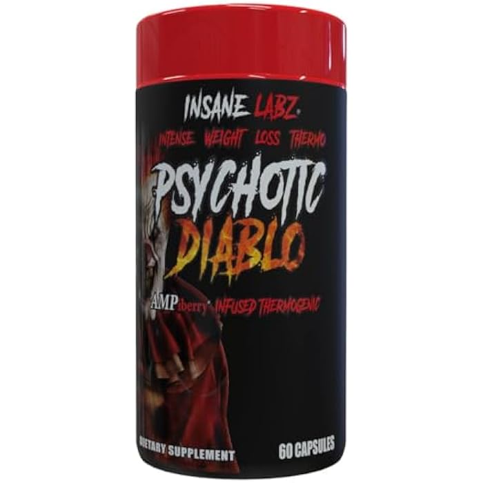 Insane labz إنساين لابز سايكوتيك ديابلو حارق الدهون الحراري للرجال والنساء مع حبوب الجنة، ثيوبرومين، مستخلص جذر الهندباء مدعوم بـ AMPiberry، مثبط للشهية - 60 حصة - Image 1