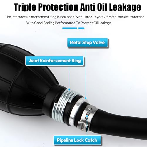 Saipe 516 8mm Fuel Line Assembly 68FT Marine Outboard Boat Motor RVs Fuel Gas Line Hose with Primer Bulb Steel Hose Clamps and Connector Compatible with Yamaha Outboard Motors - Image 3