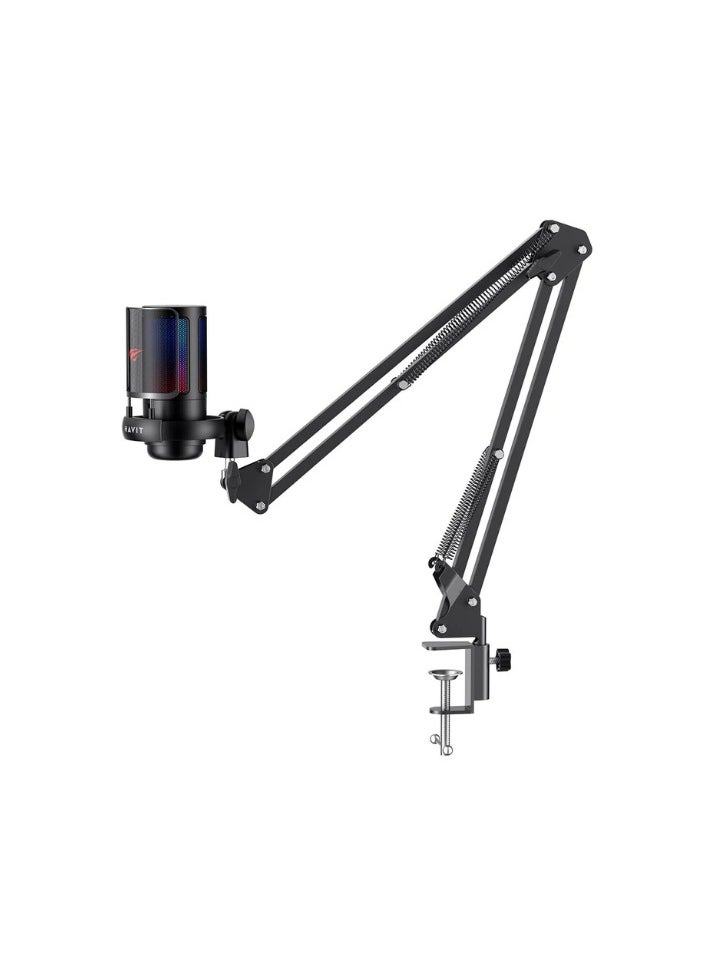 هافيت - ميكروفون حي من سلسلة Havit GK50 Pro PC مع اضاءة RGB وحامل ذراع قابل للتعديل - Image 1