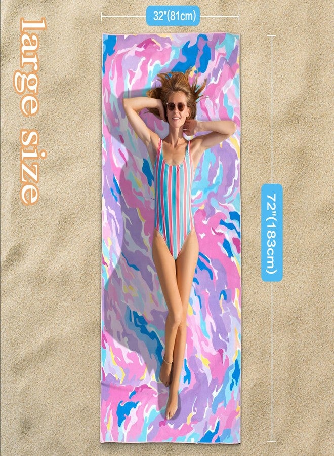Vimorco Quick Dry Beach Towel Set of 2 -Sand Free Absorbent Microfiber Towels 72"x31" Swim Pool Camping Beach Accessories Oversized Beach Towel Set for Girls Women Adults Travel Vacation Essentials - Image 5