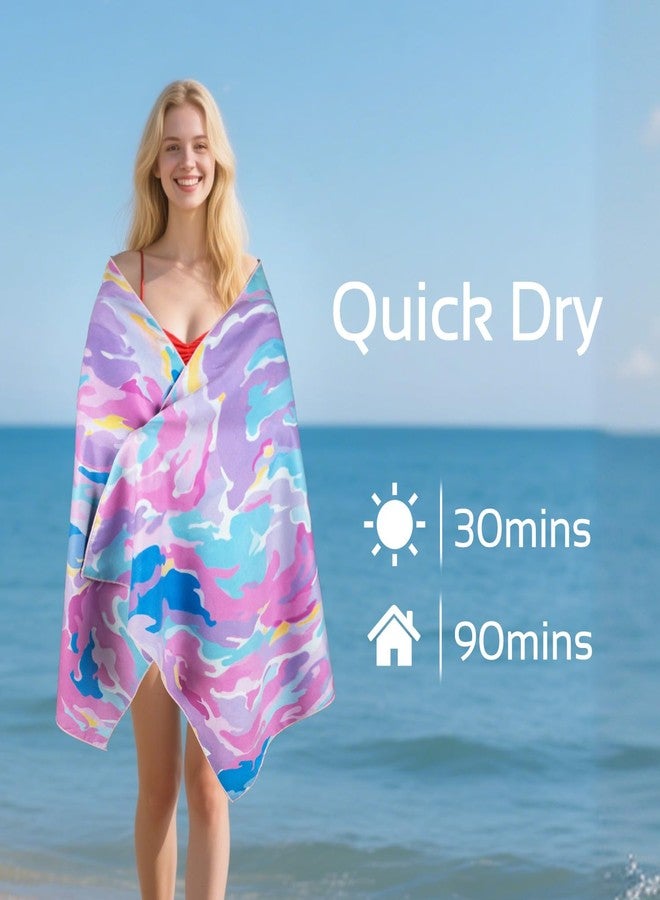 Vimorco Quick Dry Beach Towel Set of 2 -Sand Free Absorbent Microfiber Towels 72"x31" Swim Pool Camping Beach Accessories Oversized Beach Towel Set for Girls Women Adults Travel Vacation Essentials - Image 4