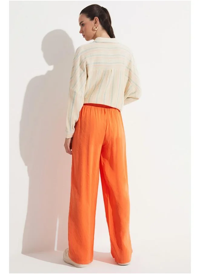 JUNE June Exclusive Elastic Waist Modal Blend Trouser Orange