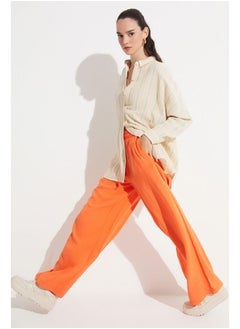 JUNE June Exclusive Elastic Waist Modal Blend Trouser Orange  - Image 1