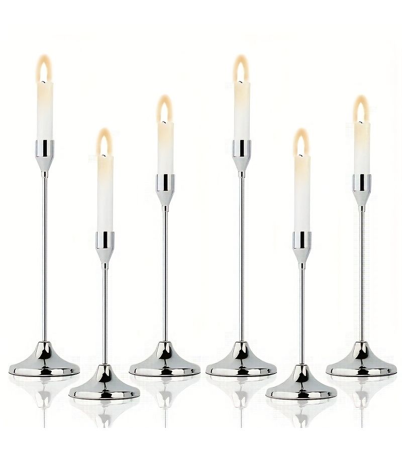 Set Of 6 Black Metal Candle Holders For Wedding Party Centerpieces Home Decor - Image 2