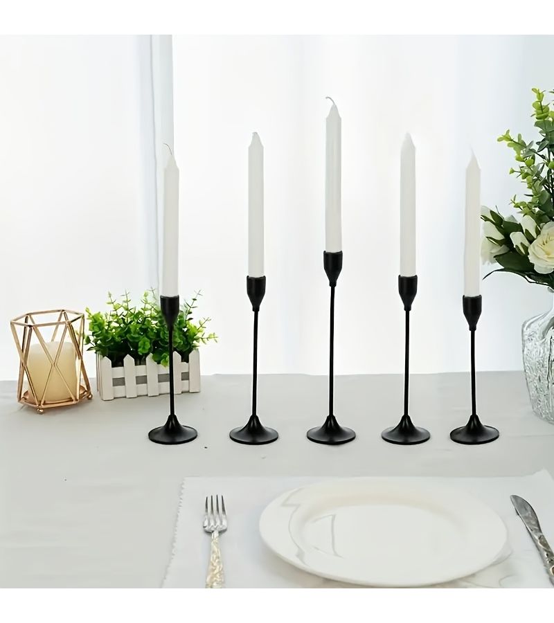Set Of 6 Black Metal Candle Holders For Wedding Party Centerpieces Home Decor - Image 5