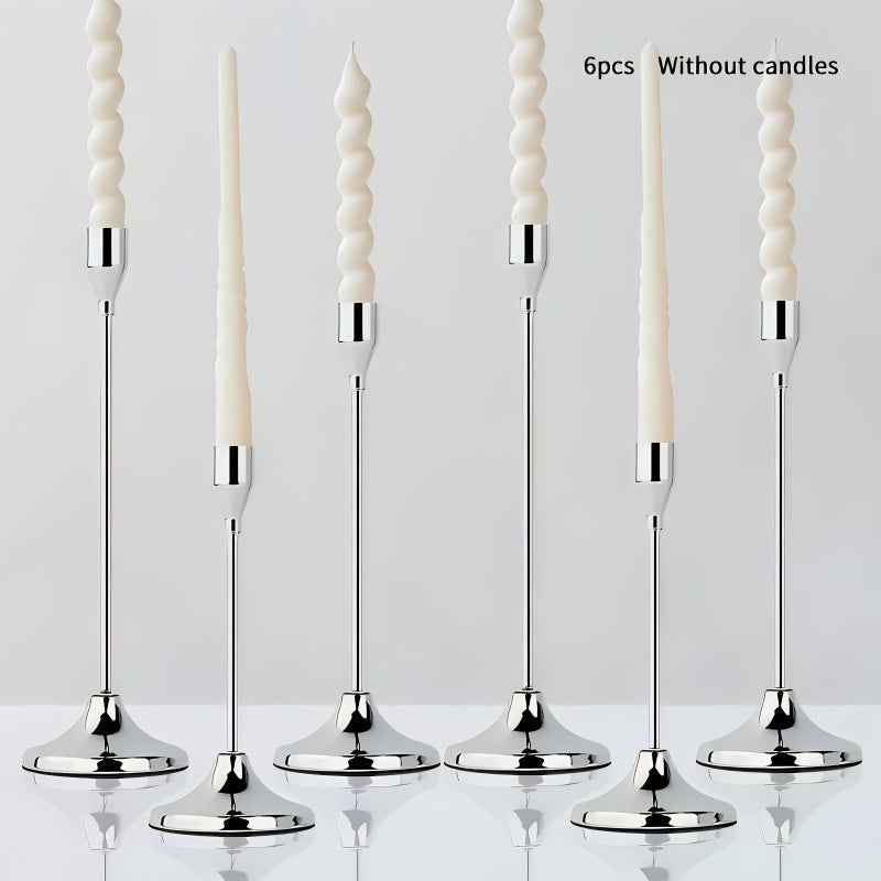 Set Of 6 Black Metal Candle Holders For Wedding Party Centerpieces Home Decor - Image 1