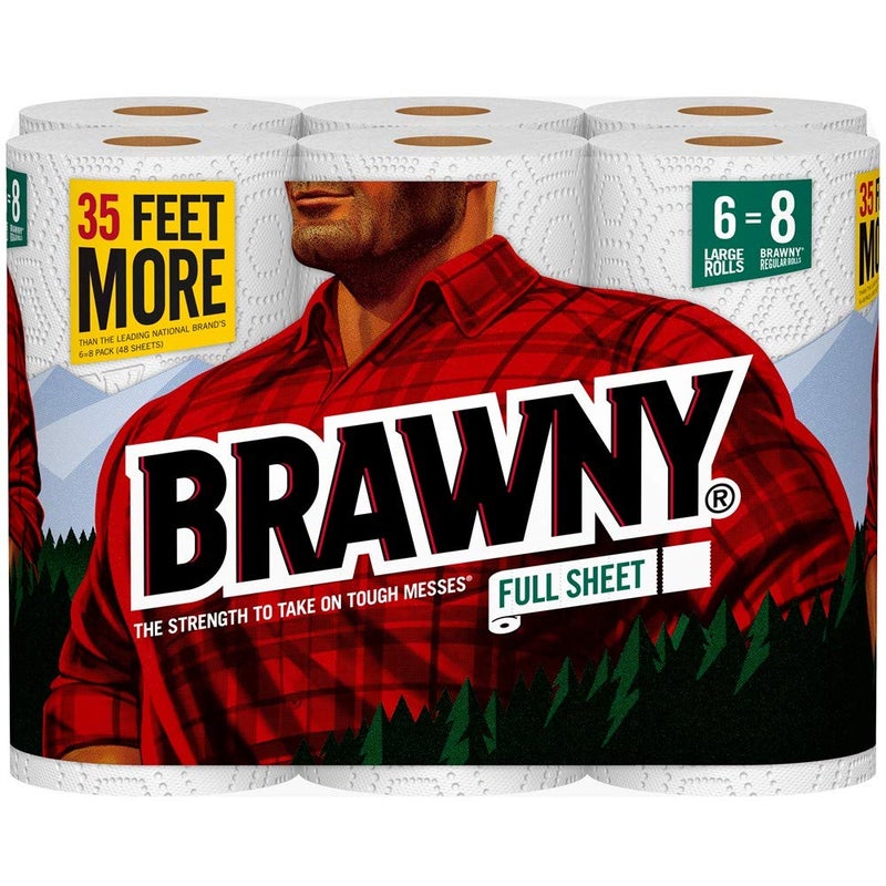 Brawny Paper Towels 6 Large Rolls Full Sheet 6 8 Regular Rolls
