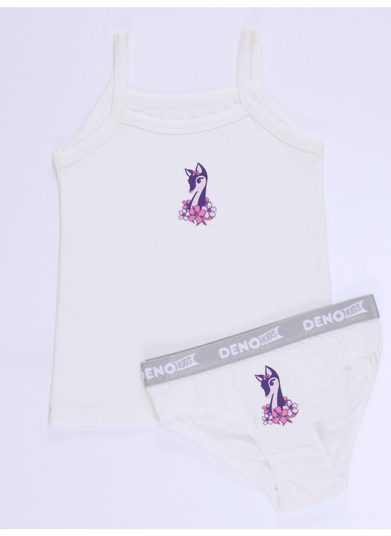 Denokids Ceylan Girls Ecru Undershirt Panties Set  - Image 1
