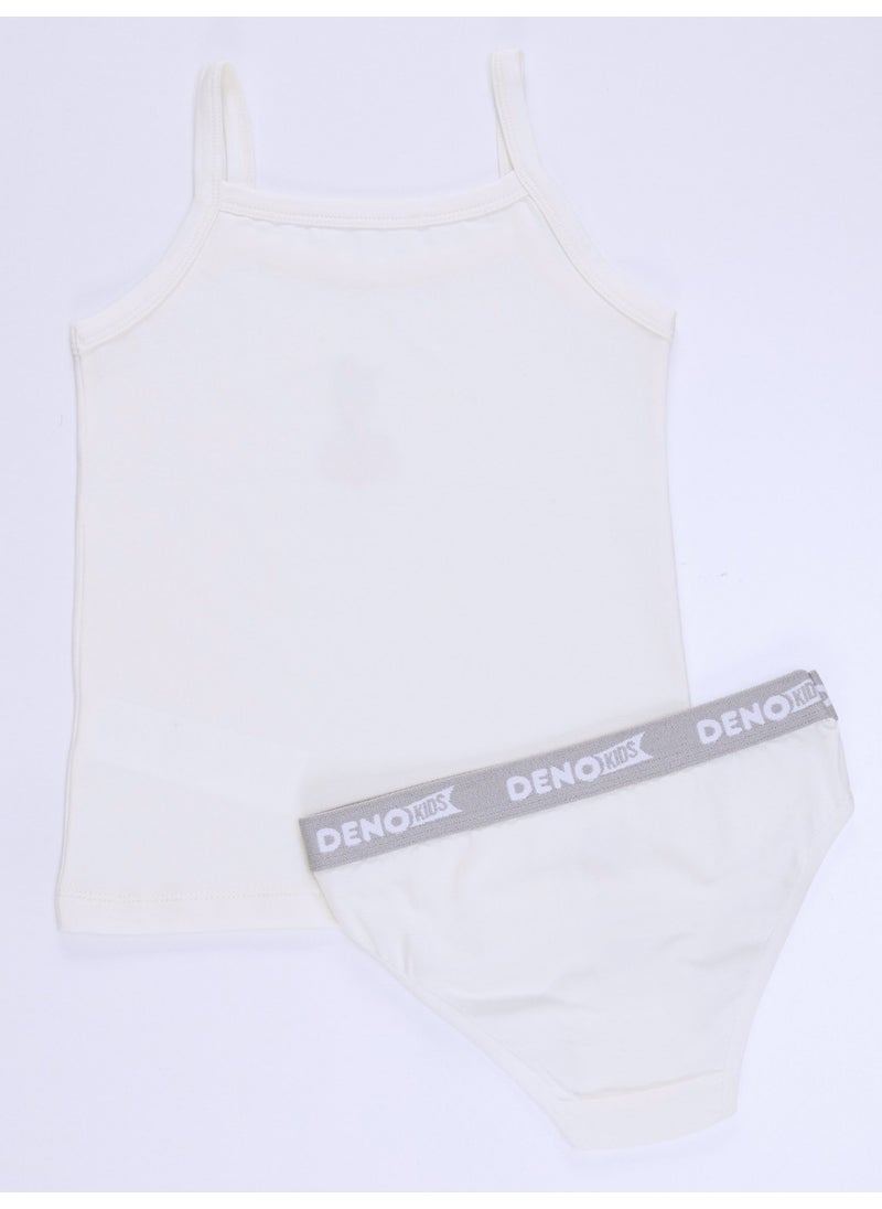 Denokids Ceylan Girls Ecru Undershirt Panties Set  - Image 2