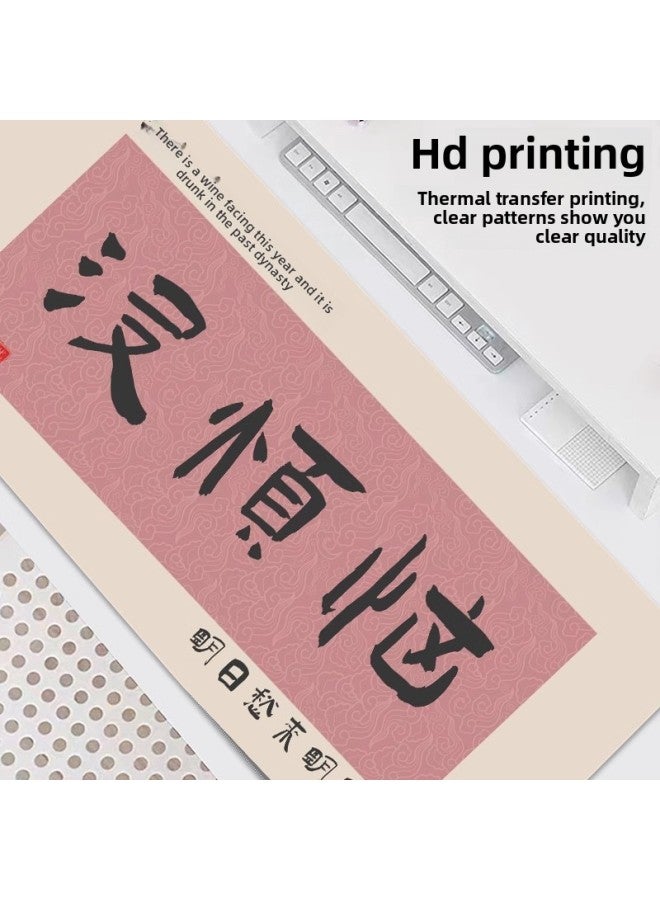 Creative Text Mouse Pad Oversized Guofeng Calligraphy For Boys And Girls Office Computer Desktop Absorbent Leather Dirty Resistant Desk Mat-Color:60*140cm (absorbent Leather)-Pattern:Good Luck Lotus - Image 3