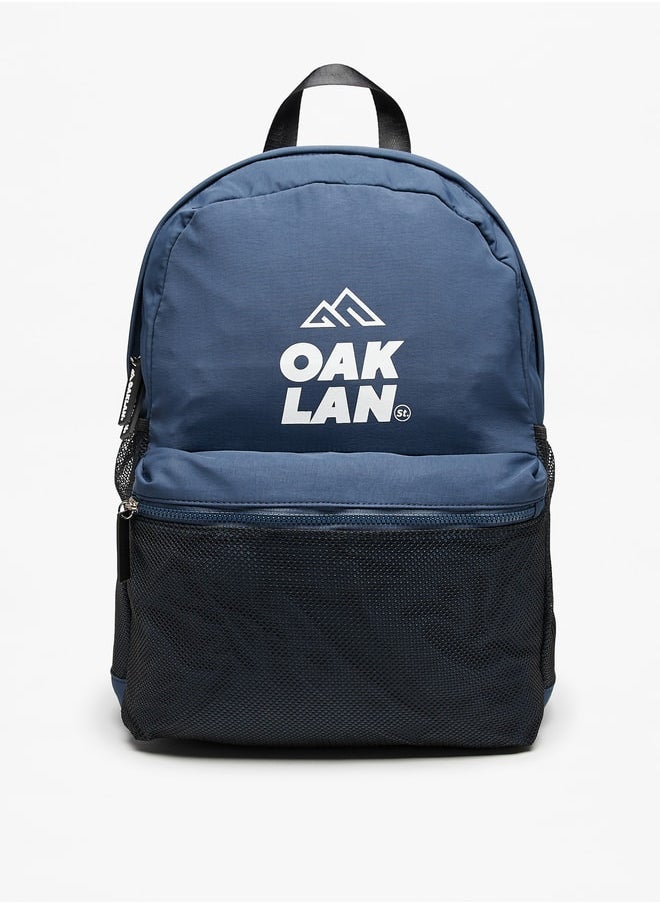Oaklan by Shoexpress Men by Shoexpress Logo Print Backpack with Adjustable Straps - 40x30x15 cm  - Image 1