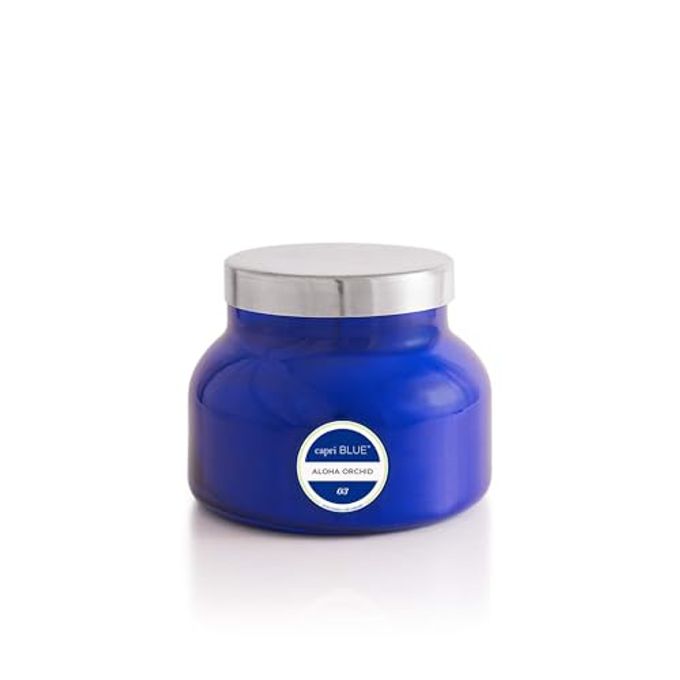 Capri Blue Signature Jar Candles Long Lasting Soy Wax Blend Luxury Tropical Scented Candles Comes in Blue Decorative Glass Jar (Aloha Orchid, 19 oz) - Image 1