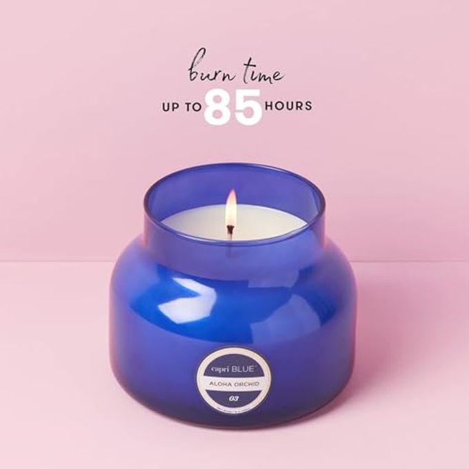 Capri Blue Signature Jar Candles Long Lasting Soy Wax Blend Luxury Tropical Scented Candles Comes in Blue Decorative Glass Jar (Aloha Orchid, 19 oz) - Image 5