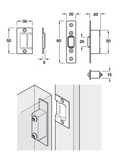 Y&D Concealed Stainless Steel Door Roller Catches, Size 20mm for Cabinet, Kitchen, Bathroom, Bedroom, Cupboards, Wardrobes, Latches Locks Stopper, 2 Pieces  - Image 2
