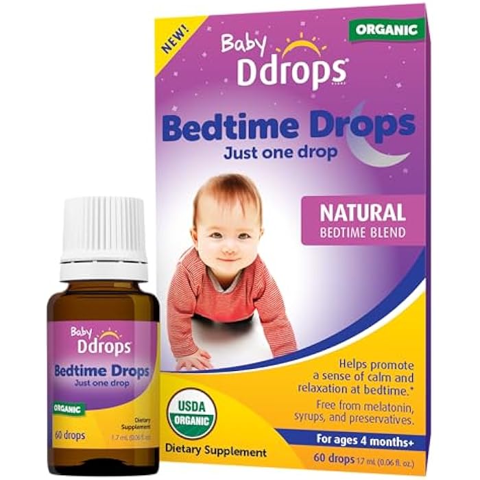 Ddrops Baby Bedtime Drops for Babies, Organic Liquid Drops for Calming Bedtime Routines, 60 Count - Image 1