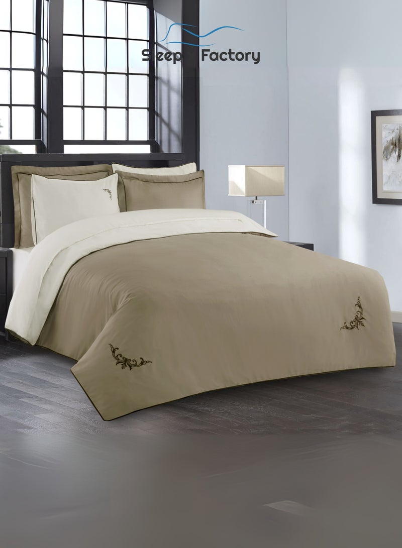 Sleep x Factory Luxury Cotton Satin Hotel Bedding Set – Embroidered – 6 Pieces – Without Filling - Image 2