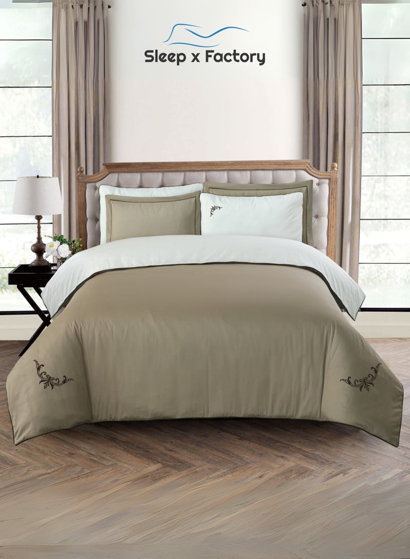 Sleep x Factory Luxury Cotton Satin Hotel Bedding Set – Embroidered – 6 Pieces – Without Filling - Image 1