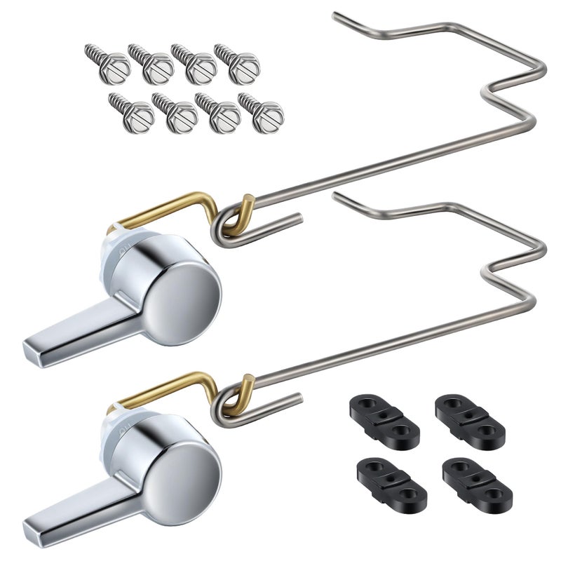 Dreyoo Pressure Assist Toilet Lever Compatible with 7382540020A Left Hand Trip Lever Compatible with American Standard Pressure Assisted 4086 Toilet Tank Polished Chrome 2 Pack Left Hand - Image 2