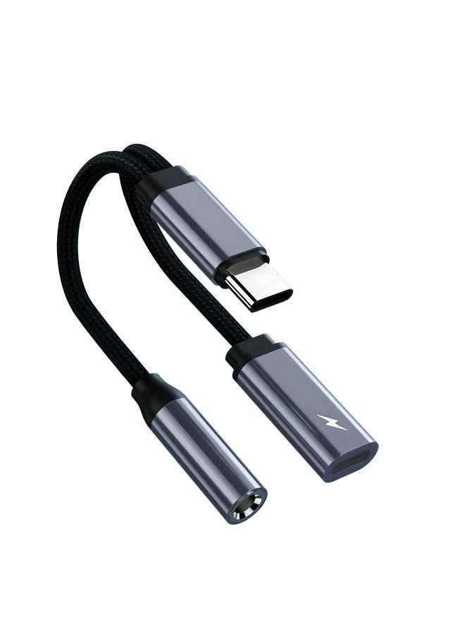 Flyview 60W PD Type-C To 3.5mm Adapter 2-in-1 Fast Charging & Audio Splitter for IPhone 15/16 for Samsung for Huawei Phone Accessories