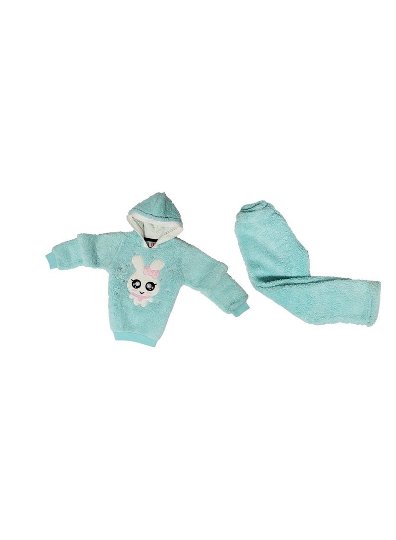 تشويس بيجامة أطفال بناتي – تصميم قطة فرو أنيق ودافئ لفصل الشتاء، خامات مريحة وعالية الجودة كود 605 - Image 2