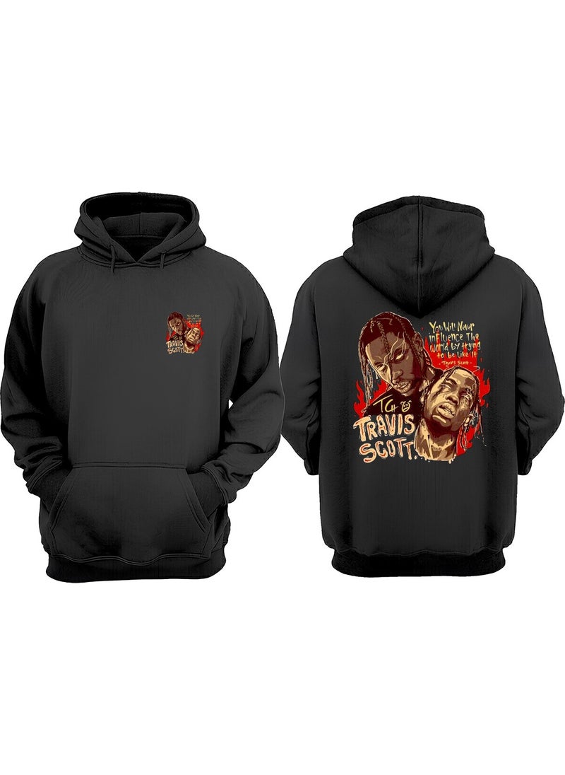 The Wert - Unisex Travis Scott You Will Never Design Front Back Printed Regular Fit Black Sweatshirt - Image 1