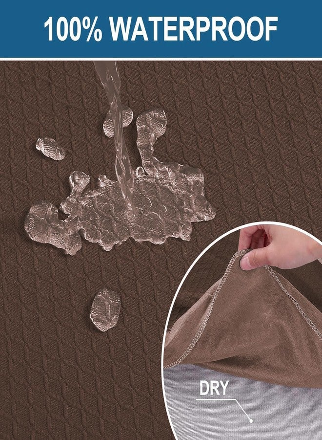 smiry أغطية مقاعد سميري المقاومة للماء لكراسي غرفة الطعام، طقم من 4 قطع، قماش جاكار مطاطي قابل للإزالة والغسل، واقي لمقعد الكرسي، بدون غطاء خلفي، لون شوكولاتة فاتحة - Image 3