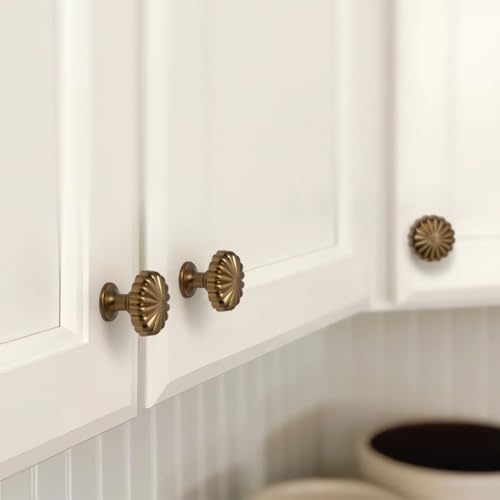 YAGU 10 Pack Champagne Bronze Kitchen Cabinet Knobs 115 Inch Round Solid Dresser Drawer Knob Dark Gold Modern Hardware Honey Bronze Pulls for Closet Cupboard Wardrobe - Image 3