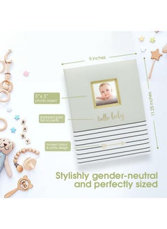 pearhead Hello Baby First 5 Years Memory Book, Gender-Neutral Baby Keepsake For New And Expectant Parents, Pregnancy And Milestone Journal, Gray  - Image 2