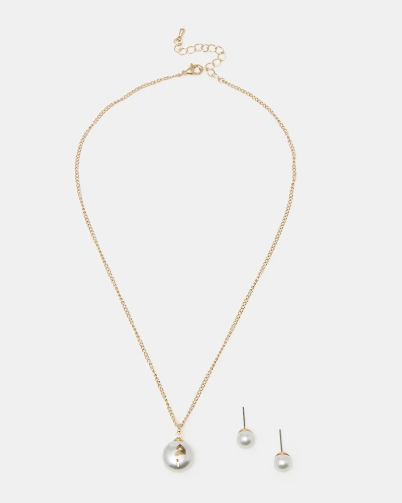 REDTAG Women Gold Letter Meem Necklace Set