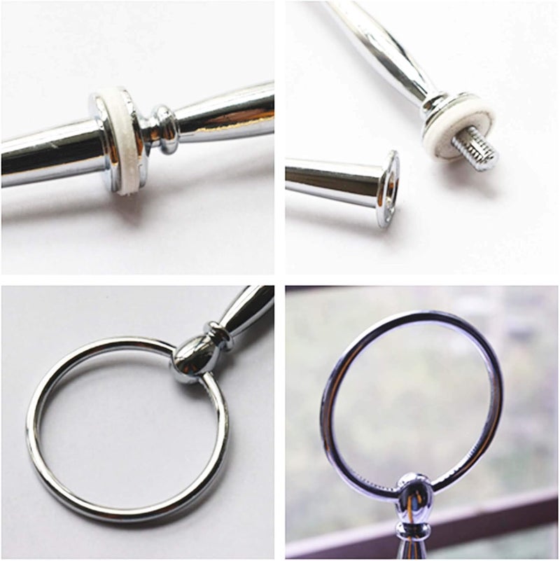 Happy Will 3 Tier Round Metal Cake Stand Holder Heavy Duty Fruit Plate Handle Fittings Hardware Rod with Stylus (Silver) - Image 4