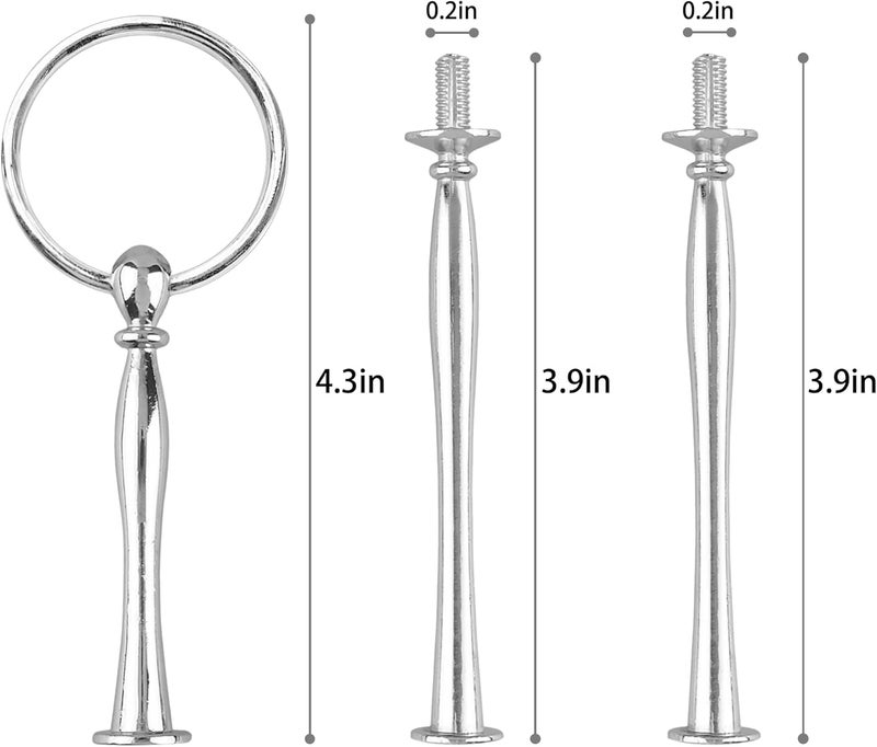 Happy Will 3 Tier Round Metal Cake Stand Holder Heavy Duty Fruit Plate Handle Fittings Hardware Rod with Stylus (Silver) - Image 2
