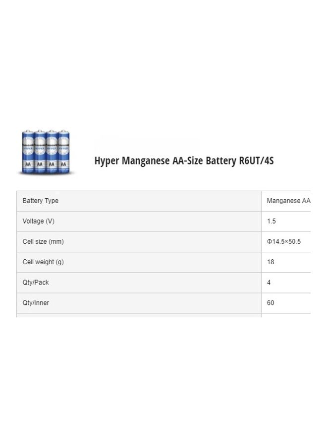 Panasonic 60-Piece Hyper Manganese AA-Size Battery R6UT/4S Blue/Silver - Image 4