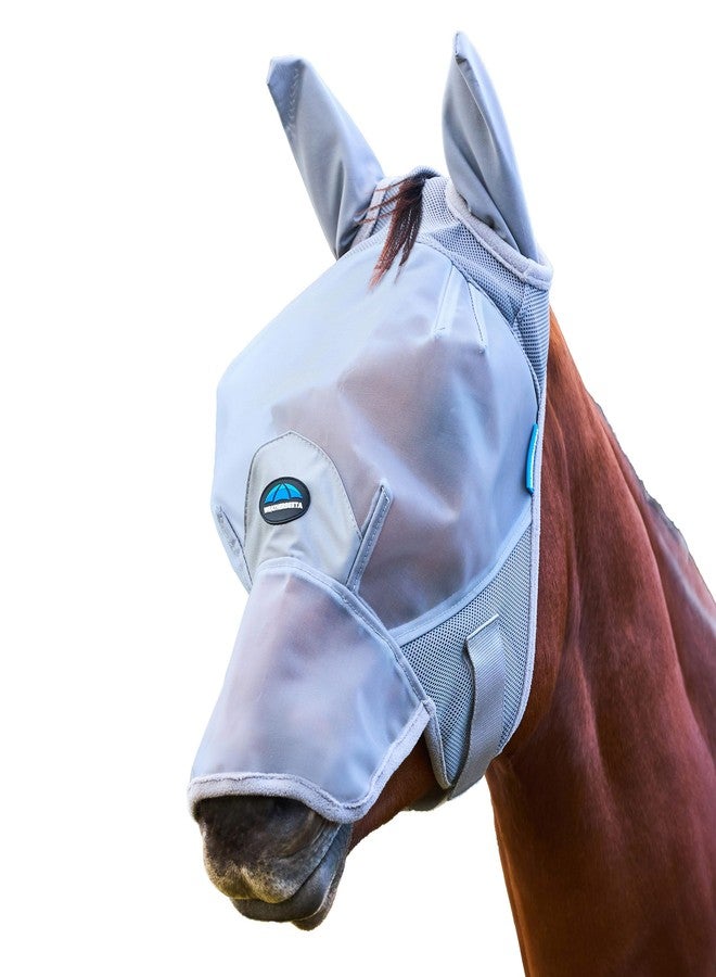 WeatherBeeta ComFiTec Fine Mesh Fly Mask with Ears & Nose, Grey, Large - Image 2