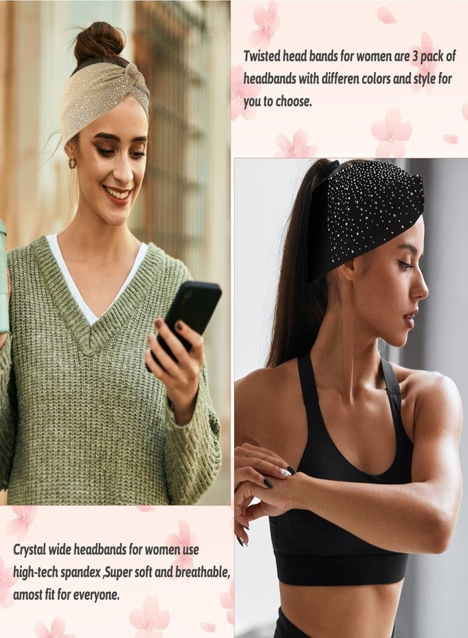 Sliverdew Sparkly Crystal Bling Fancy Headbands with Stretchy Elastic Head Wraps and Turban Scarf for Black Women - 3 Pcs - Image 5