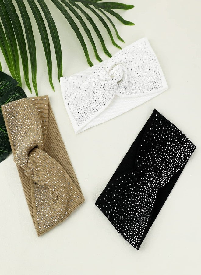 Sliverdew Sparkly Crystal Bling Fancy Headbands with Stretchy Elastic Head Wraps and Turban Scarf for Black Women - 3 Pcs - Image 2