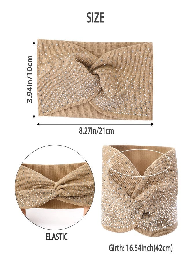 Sliverdew Sparkly Crystal Bling Fancy Headbands with Stretchy Elastic Head Wraps and Turban Scarf for Black Women - 3 Pcs - Image 4