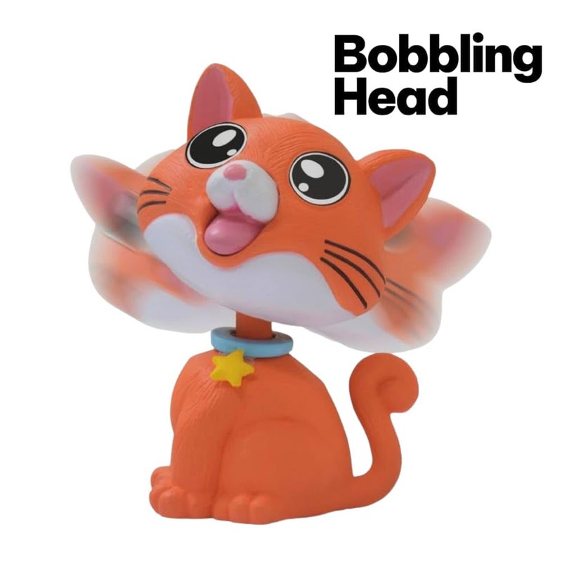 RIANZ ® Cute Bobble Head Cat – Wobbling Head Dashboard Toy for Car, Home & Office | Fun Decorative Cat Figurine | Stress Relief, Gift Item & Showpiece for Cat Lovers (Orange) - Image 5