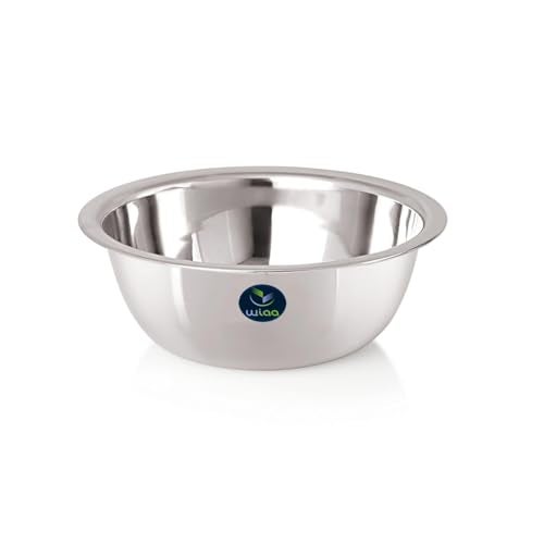 WIAA Stainless Steel Mixing Bowl 1400ml | Food-Grade Steel | Lightweight Round Base Bowl | Stackable, Wide Rim, Multipurpose Kitchen Use (Pack of 1) - Image 1