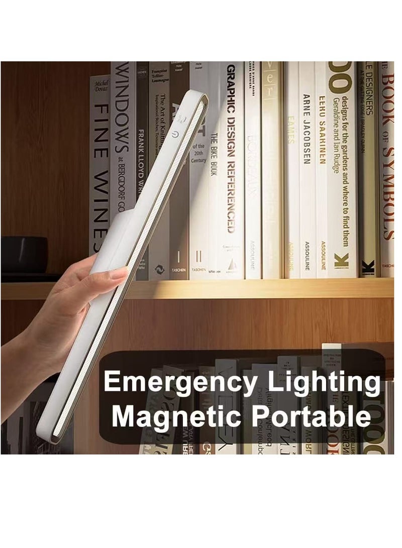 يوكا مصباح شحن USB مغناطيسي مع حامل وتعتيم خطوي، مصباح طاولة للعناية بالعين، أفضل لغرفة النوم، الخزانة، المكتب، غرفة المساحيق، قراءة الكتب، يأتي بحزمة واحدة (أبيض + جهاز تحكم عن بعد). - Image 1