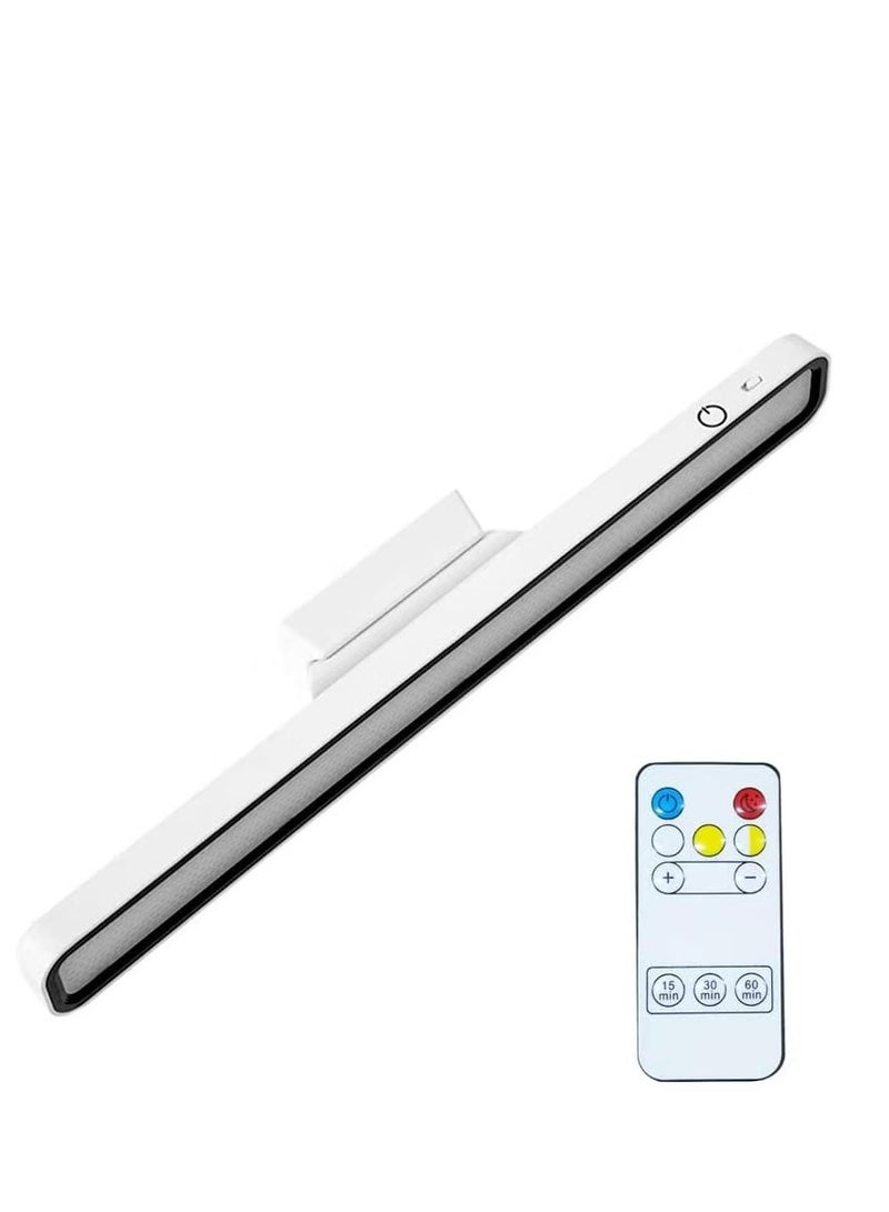 يوكا مصباح شحن USB مغناطيسي مع حامل وتعتيم خطوي، مصباح طاولة للعناية بالعين، أفضل لغرفة النوم، الخزانة، المكتب، غرفة المساحيق، قراءة الكتب، يأتي بحزمة واحدة (أبيض + جهاز تحكم عن بعد). - Image 2