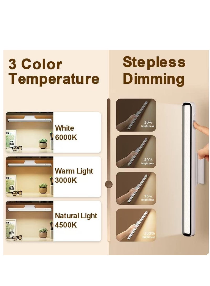 يوكا مصباح شحن USB مغناطيسي مع حامل وتعتيم خطوي، مصباح طاولة للعناية بالعين، أفضل لغرفة النوم، الخزانة، المكتب، غرفة المساحيق، قراءة الكتب، يأتي بحزمة واحدة (أبيض + جهاز تحكم عن بعد). - Image 3