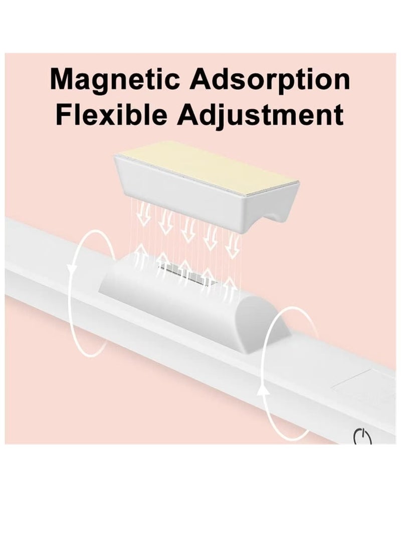 يوكا مصباح شحن USB مغناطيسي مع حامل وتعتيم خطوي، مصباح طاولة للعناية بالعين، أفضل لغرفة النوم، الخزانة، المكتب، غرفة المساحيق، قراءة الكتب، يأتي بحزمة واحدة (أبيض + جهاز تحكم عن بعد). - Image 4