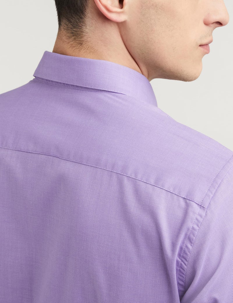Peter England Men's Everday Regular Fit Solid Shirt | Cotton Rich | 5-Pin Pocketing Lilac - Image 5