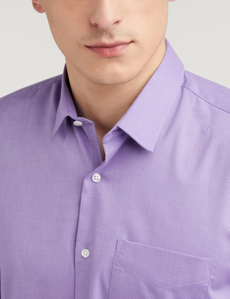 Peter England Men's Everday Regular Fit Solid Shirt | Cotton Rich | 5-Pin Pocketing Lilac - Image 3