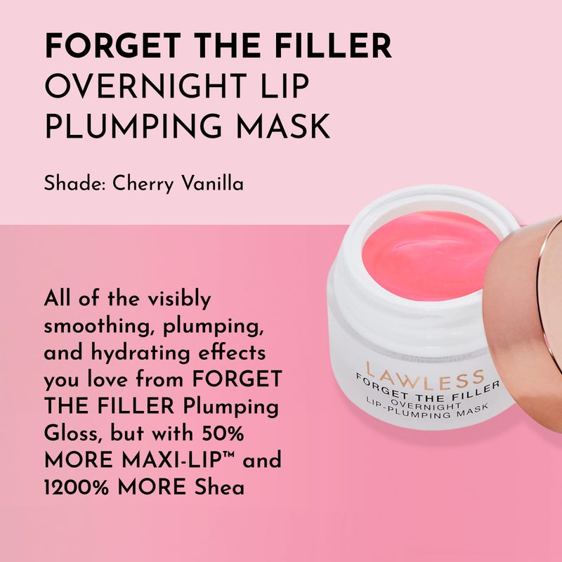 LAWLESS Forget the Filler Lip Mask - Cherry Vanilla - Premium Overnight Lip Plumping Treatment with Natural Ingredients Designed to Plump, Hydrate, and Smooth Lips - 0.28 oz - Image 2