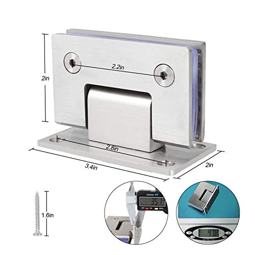 HNBun 2PACK 90 Degree Shower Door Hinges, Heavy Duty Frameless Glass Door Hinges Stainless Steel Bathroom Gate Clamp for 8-12 mm Toughened Glass, Rust & Corrosion Resistance - Image 2