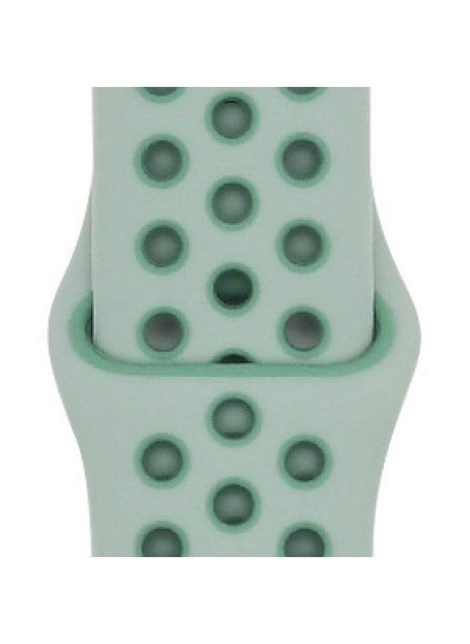 Generic Suitable For Apple Two-color Silicone Nike Strap Nike Hole Apple Iwatch Breathable Sports Watch Strap-Color:22 Spruce Mist + Vintage Moss Green-Specifications:38/40/41mm-S  - Image 1
