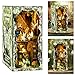 ISSEVE Book Nook Kit DIY 3D Wooden Puzzle Dollhouse Booknook for Adults Tiny Miniature House Kit Bookshelf Decor with LED Light and Dust Cover Gifts for Family and Friends Forest Secret World - Image 2