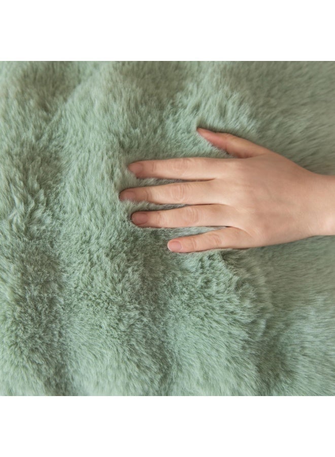 ChicAbode Pack of 2 Sage Green Cushion Covers, 18x18 Inch 45x45 cm Thick Soft Faux Wool Decorative Throw Pillow Covers, Pillowcase Faux Fur Plush fluffy for Sofa Couch Bedroom - Image 2